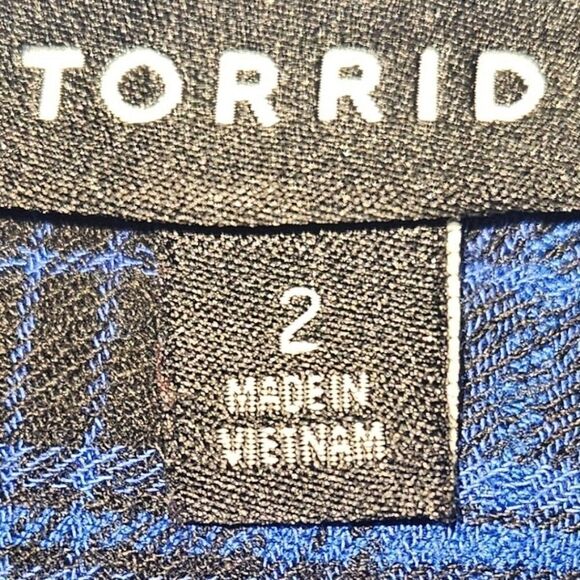 TORRID MINI GAUZE Long Bell Sleeve Royle Blue & Black Plaid Mini Dress 2X - Picture 10 of 14